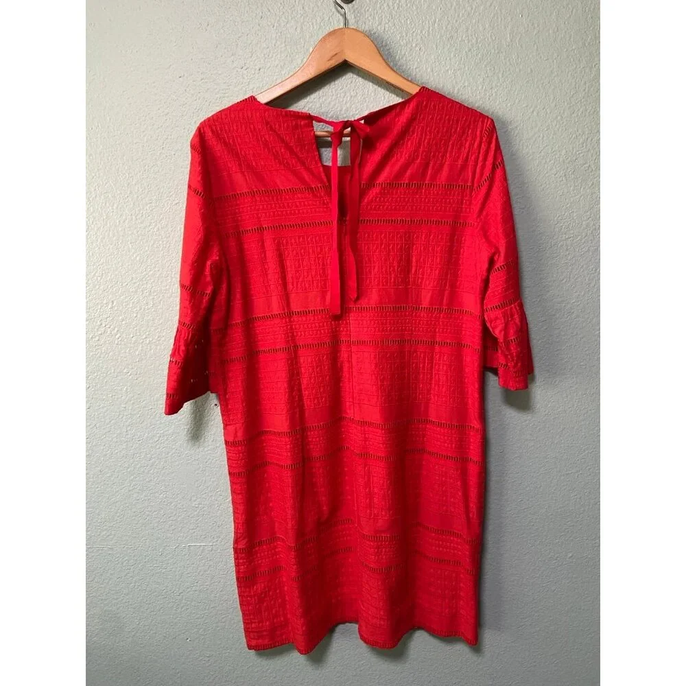 J. Crew Women's Red Orange Flutter Sleeve‎ Knee Length Dress Size 8